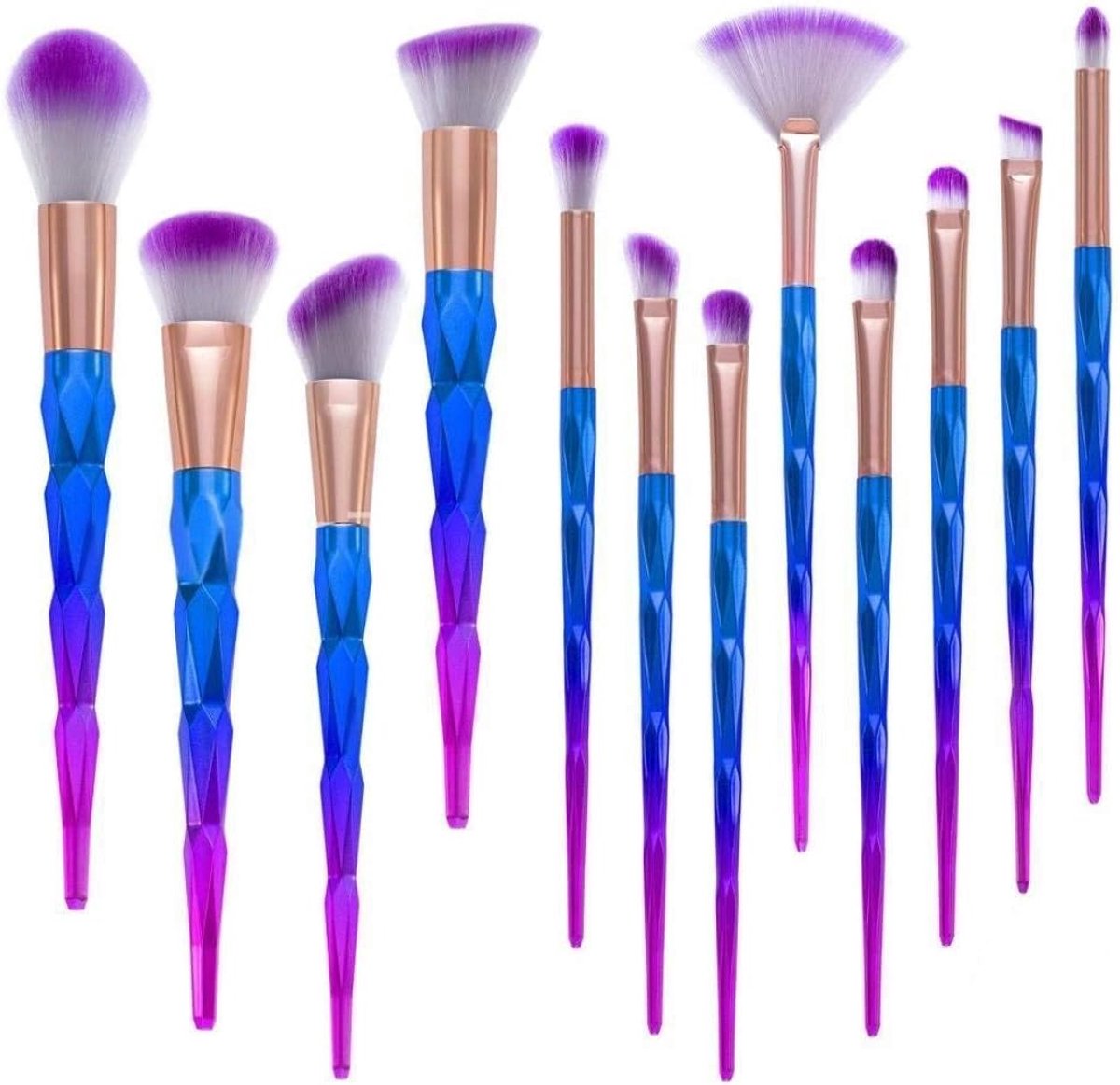 SnelShoppen - 12-delige Makeup Kwasten Set - Professionele Cosmetische Brushes voor Oogschaduw, Foundation, Eyeliner - Zachte Grijze Synthetische Hare