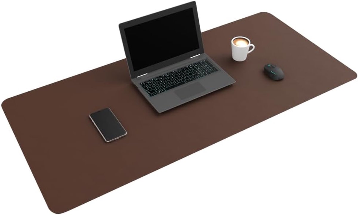 SnelShoppen - WURK Professional Desk Mat XXL 120x60cm - Multifunctionele Mouse Pad - Donkerbruin - Perfect voor Thuiswerkplek en Kantoor