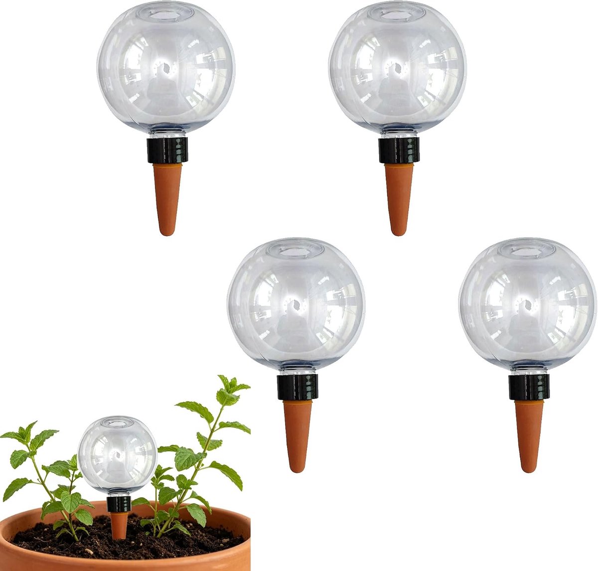 SnelShoppen - 4 stuks irrigatieballen voor planten 500 ml, automatische bewateringsballen, transparant kunststof, ideaal voor plantenbakken, balkon en