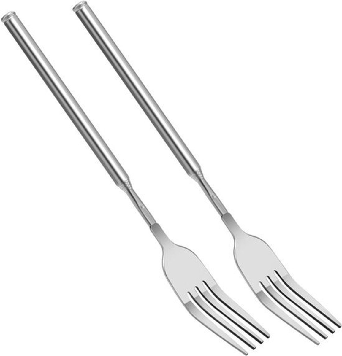Telescopische Vork 65cm Lange Uitschuifbare Rvs Intrekbare Vork Uitschuifbare Diner Fruit Dessert Vork 8.7 ~ 25.6 inch - Set van 2