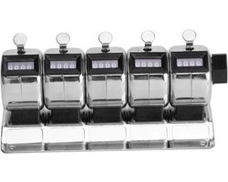 Metalen handteller, 4-cijferige 5-eenheid positioneerder, roestvrijstalen mechanische teller, handmatige klik-teller, zilver