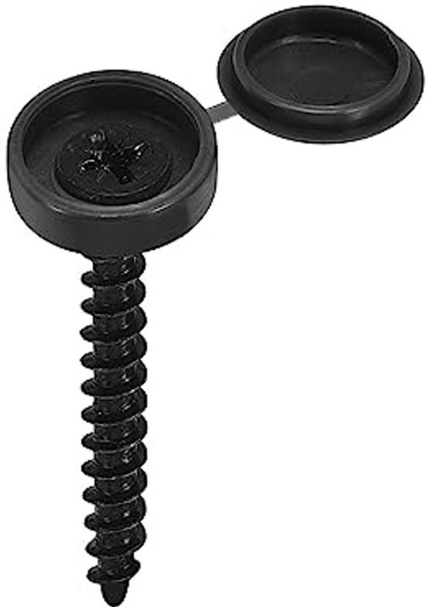 100St 6mm Hinged Schroefdoppen - Plastic Vouwbare Kappen voor M4, M5, M6 Schroeven - Zwart