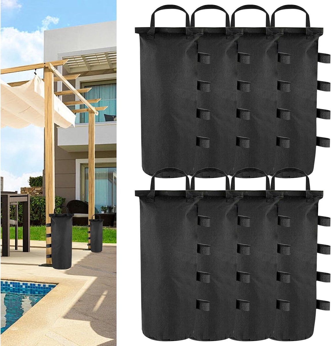 SnelShoppen - 8 Stuks Zandzakken voor Paviljoen 51x21cm - Robuuste 800D Oxford Multifunctionele Stabilisatie Zakken voor Camping, Feesten en Tuin