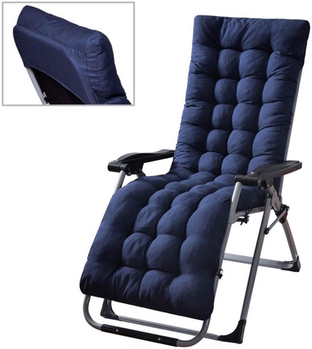 Ligstoelkussens, dikke vervangende tuinstoelkussens, alleen loungekussen voor tuinstoel en chaise longue (donkerblauw)