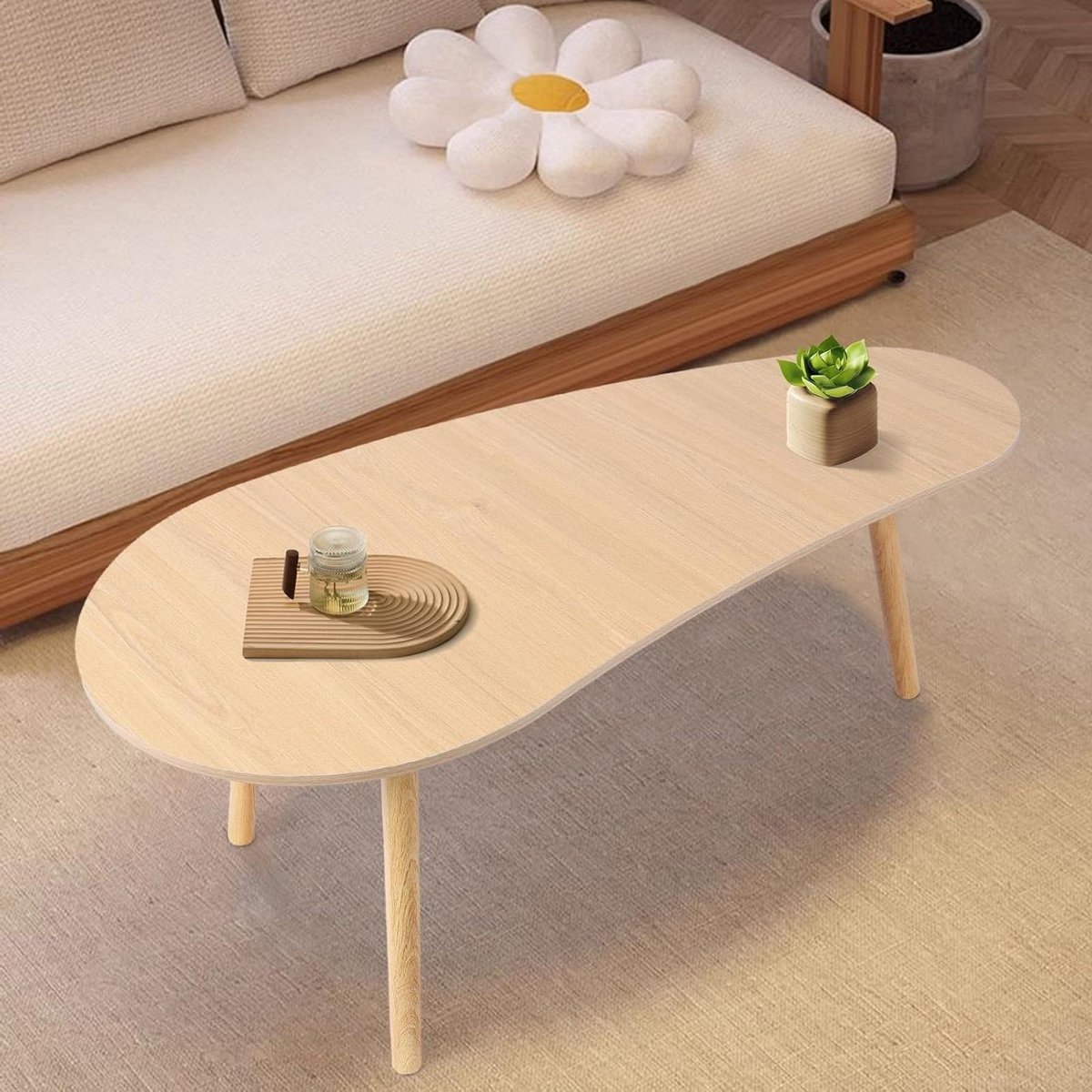 Salontafel - Bijzettafel Theetafel - Woonkamer Decoratie - Elliptisch Ontwerp - 100 x 50 x 41 cm - Houtkleur
