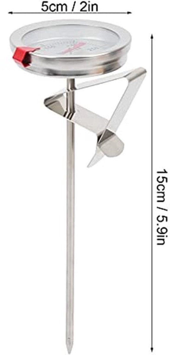 Diepvriesthermometer 15cm - Met 5cm Schaal en RVS Behuizing - Nauwkeurig voor Oliepan