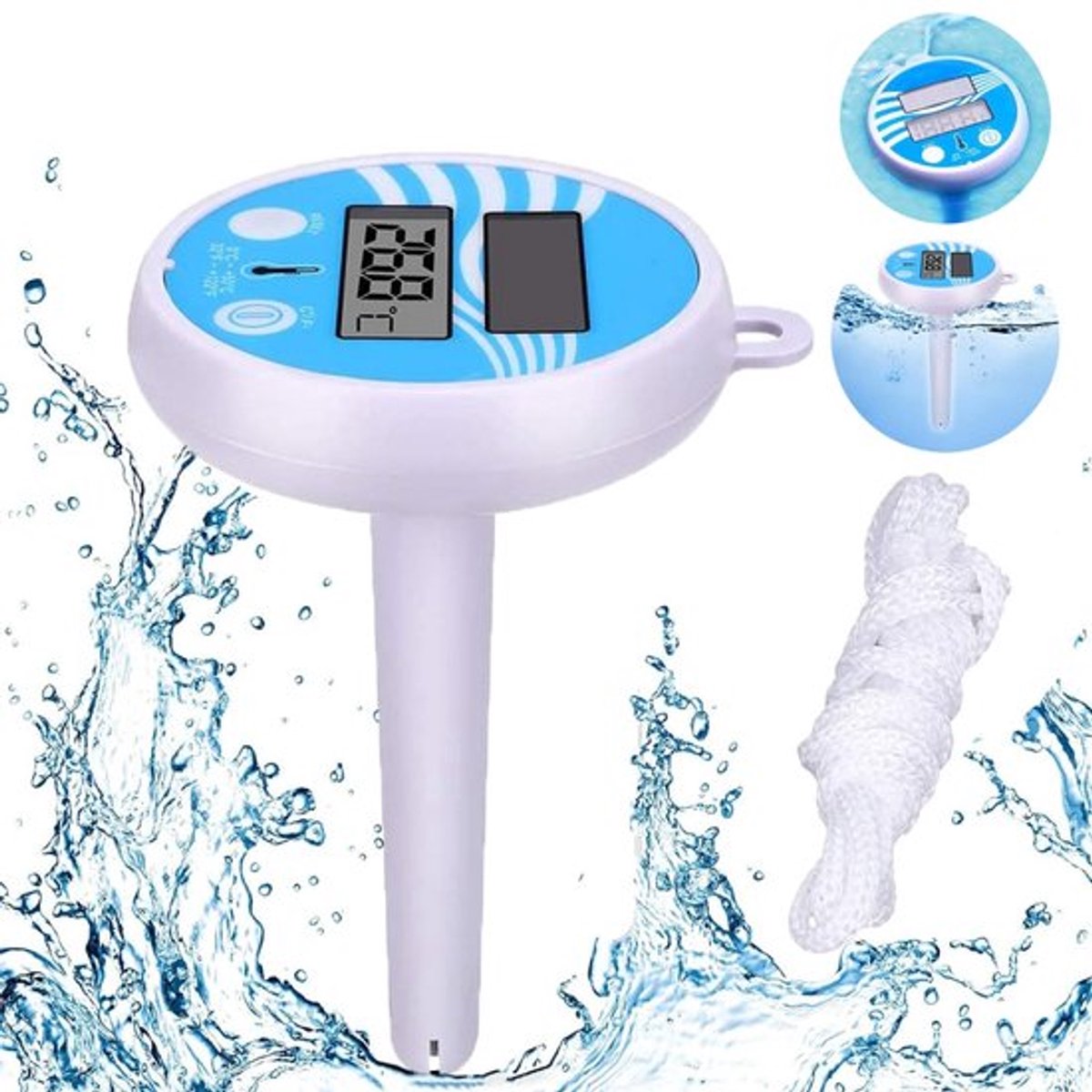 Zwevende thermometer voor zwembaden - Digitale thermometer - Zonnethermometer - Met LCD-display - Voor buiten-, binnenzwembaden, spa's