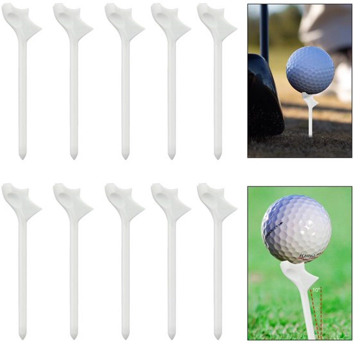 10st Golf Tees, Plastic Golf Simulator Tees, Hellende Plug-In, 10 Graden Golf Tees, Professionele Golf Tees voor Buiten Gazon, Golfbaan