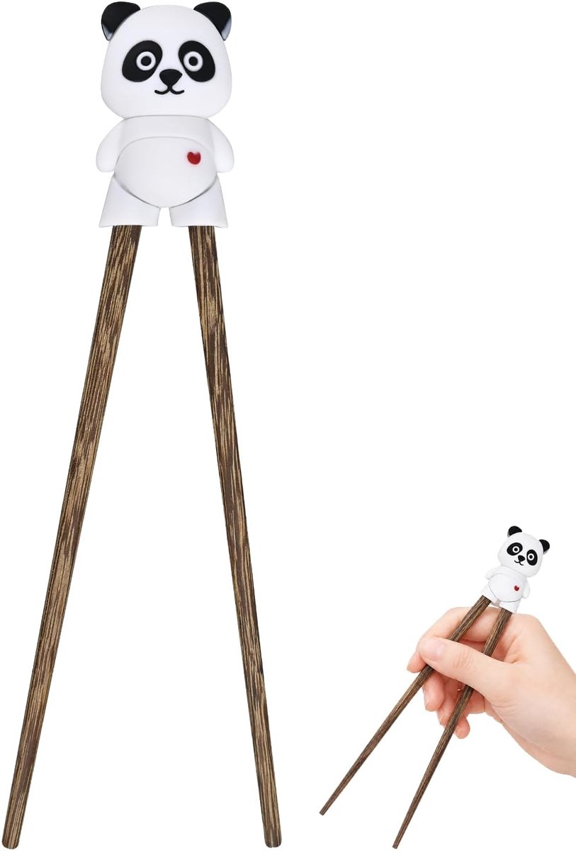 SnelShoppen - Oefenstokjes voor Kinderen met Panda-ontwerp, Herbruikbare Leerassistent Eetstokjes voor Beginners, Houten Sushi-Stokjeshulp voor Eten,