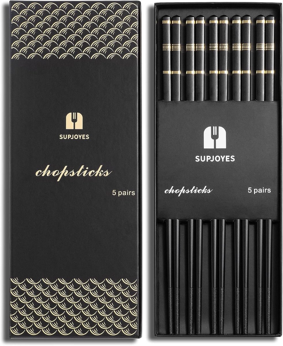 SnelShoppen - Herbruikbare Fiberglass Eetstokjes - Japanse & Chinese Chopsticks, Vaatwasserbestendig, 5 Sets Cadeau Set - Gezond en Duurzaam