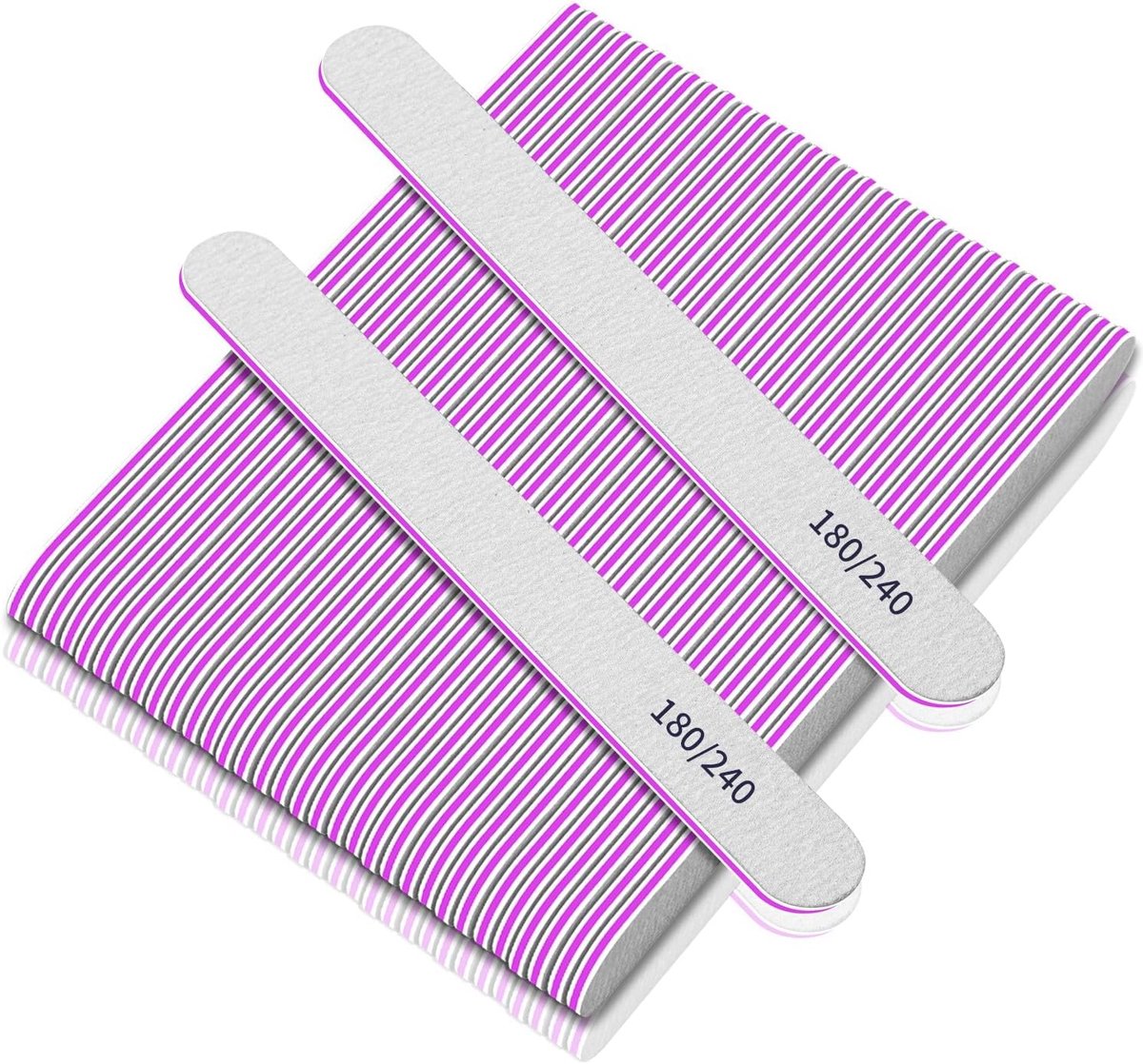 SnelShoppen - 50 Stuks Nagelvijl Set, Professionele 180/240 Grit Dubbelzijdige Vijl voor Vingernagels, Duurzaam en Comfortabel in Gebruik