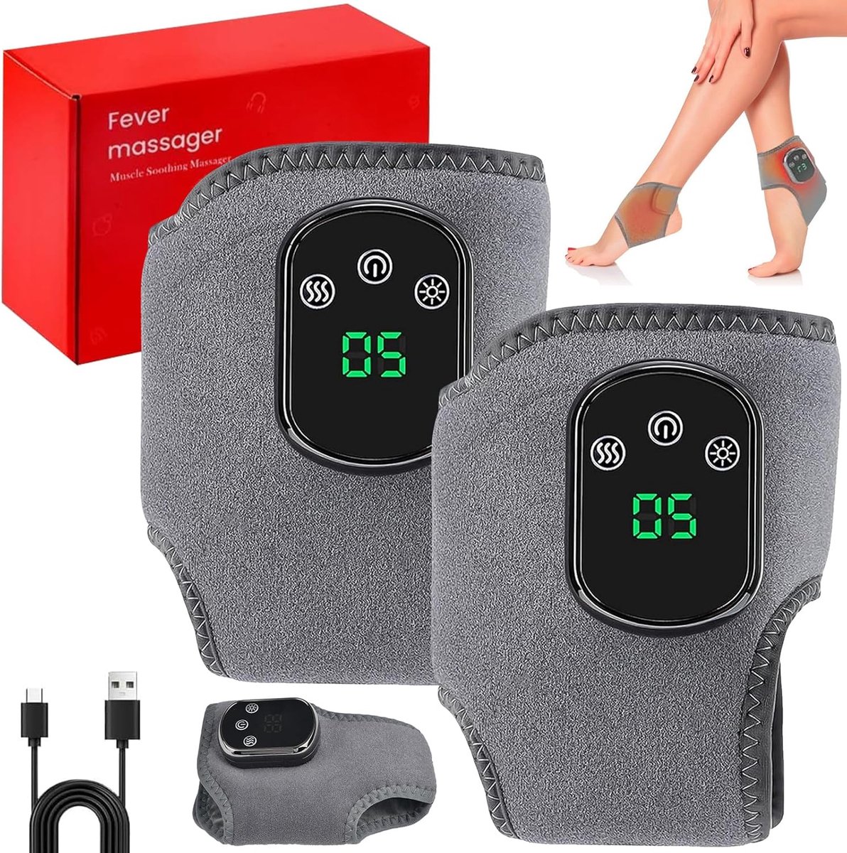 SnelShoppen - Foot Massager 3-in-1 Draadloos met 5 Warmte-instellingen en 3 Vibration Modes - Perfect voor Thuisgebruik, Ontspanning, en Wellness