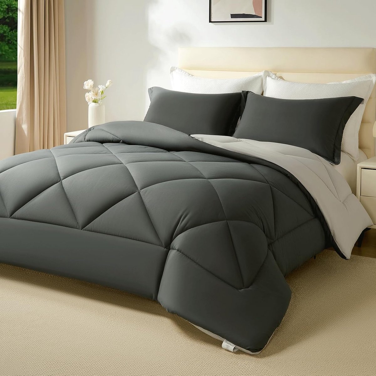 SnelShoppen - Duvet zonder dekbedovertrek 200 x 200 cm - Winterdekbed Gevoerd en Microfiber - Oeko-Tex Kwaliteit - Inclusief 2 Hoofdkussens 40 x 80 cm