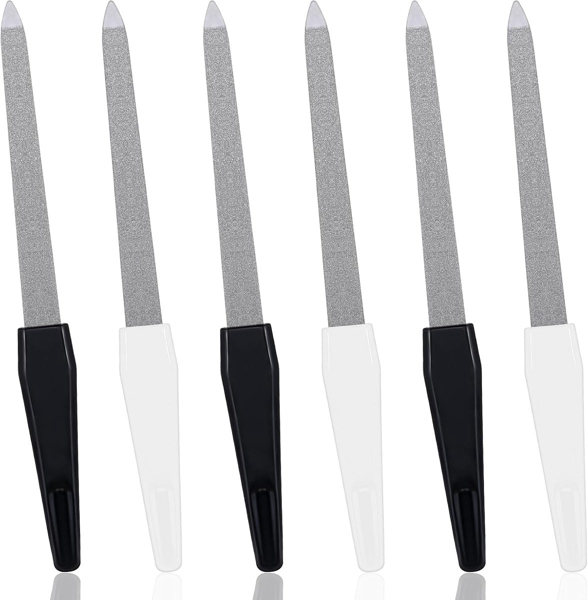 SnelShoppen - 6 Stuks Professionele Diamant Vijl Set, Dubbelzijdige Nagelvijl voor Natuurlijke Nagels, Roestvrij Staal, Manicure en Pedicure, Perfect