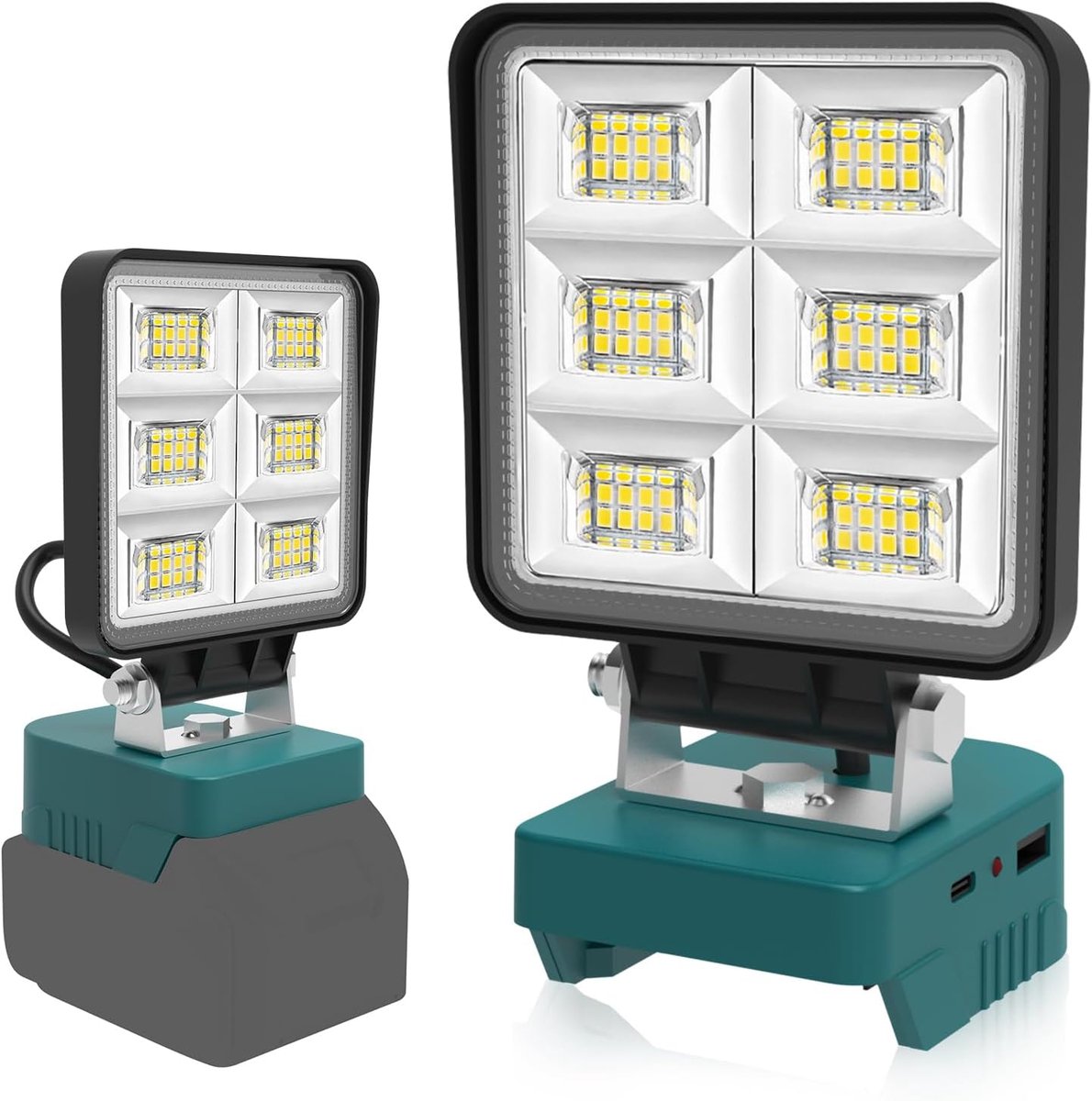 SnelShoppen - Oplaadbare Bouwlamp 48W LED 5200LM voor Camping, Car Repairs, Werkplaats - 6000K Draagbare Bouwlamp met Type C & USB Opladen, 2 Helderhe