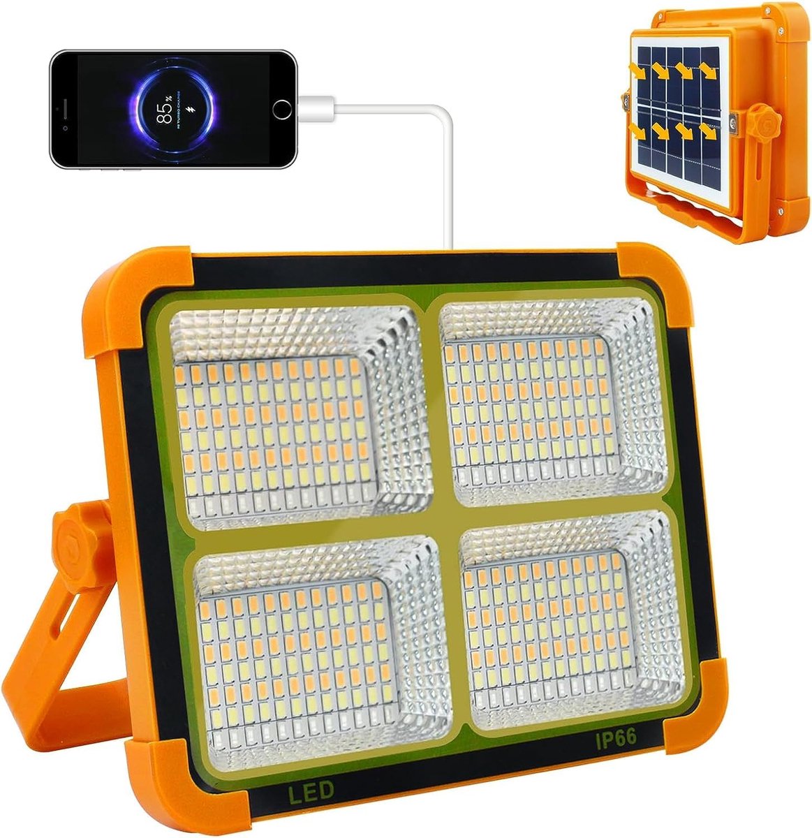 SnelShoppen - 100W LED Bouwlamp Draagbare Werklamp met 4 Lichtmodi, Oplaadbare Accu, Waterdicht IP66, Ideaal voor Garage, Camping, Vissen en Noodgeval