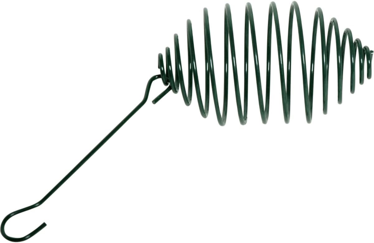 SnelShoppen - Voeder Spiral Hanger voor Vetbollen en Fruit - Robuust Poeder Coated Metaal - 7.5 x 26.5cm Groen - Weerbestendig Tuinaccessoire
