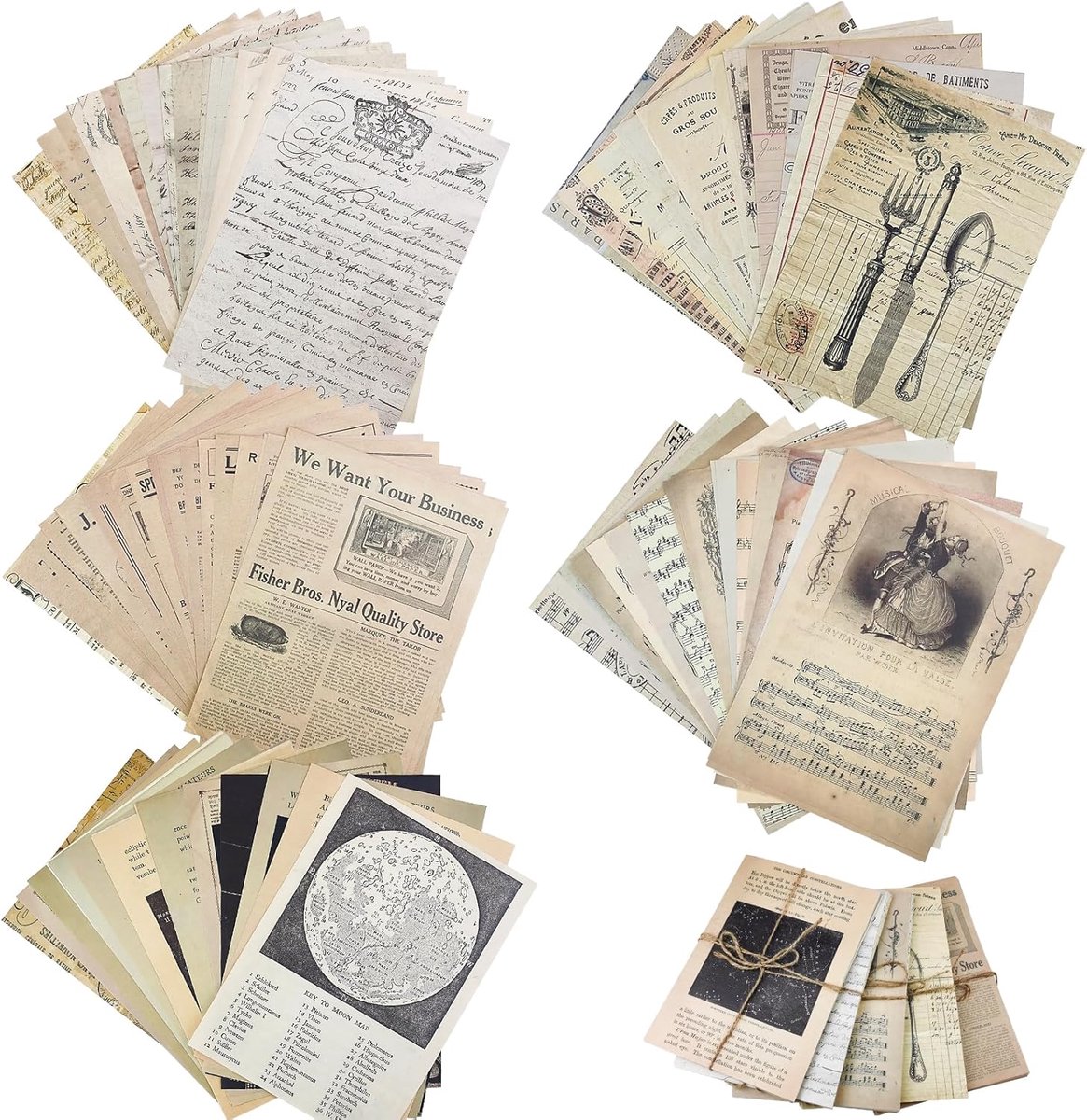 SnelShoppen - 150 Stuks Scrapbook Papier 14 x 20 cm Vintage Decoratie, Creatieve Knutselpapier, Bullet Journal Accessoires voor Notitieboek, Kalender,