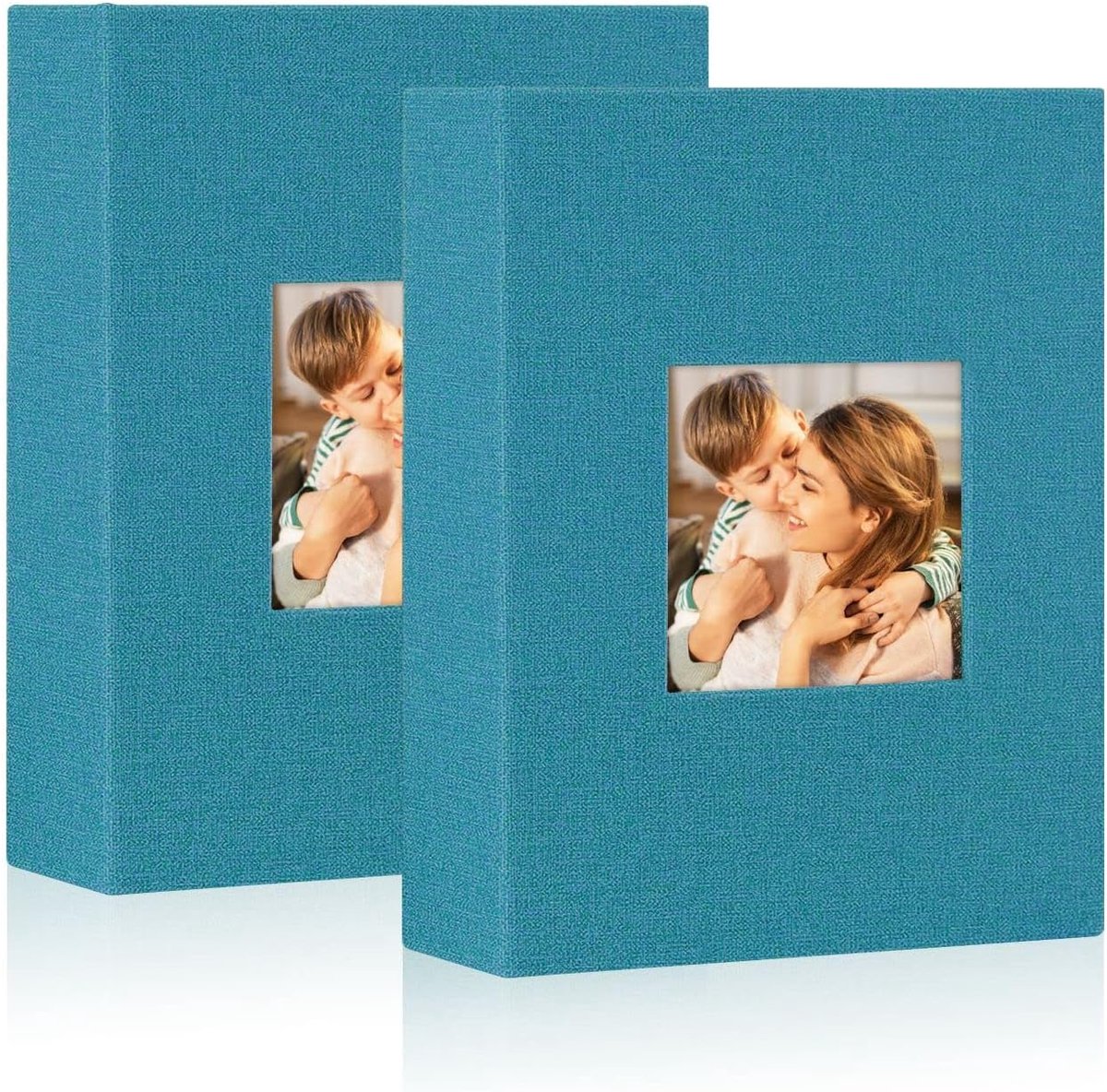 SnelShoppen - Fotoalbum 13 x 18 cm, Mini Formaat, 2 Stuks, 50 Verticale Foto's per Album, Luxe Linnen, Sarcelle, Perfect voor Herinneringen