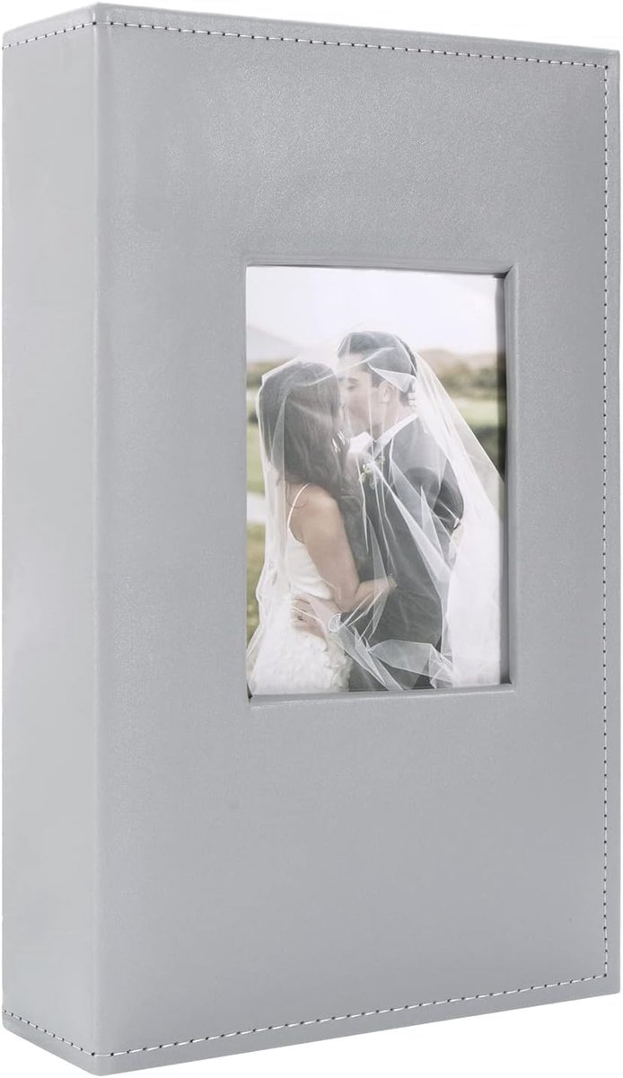 SnelShoppen - Photo Album 10 x 15 cm - 300 Foto's - Large Capacity Mini Leer Album - Voor Bruiloft, Feestdagen, Verjaardag, Kerst, Grijs