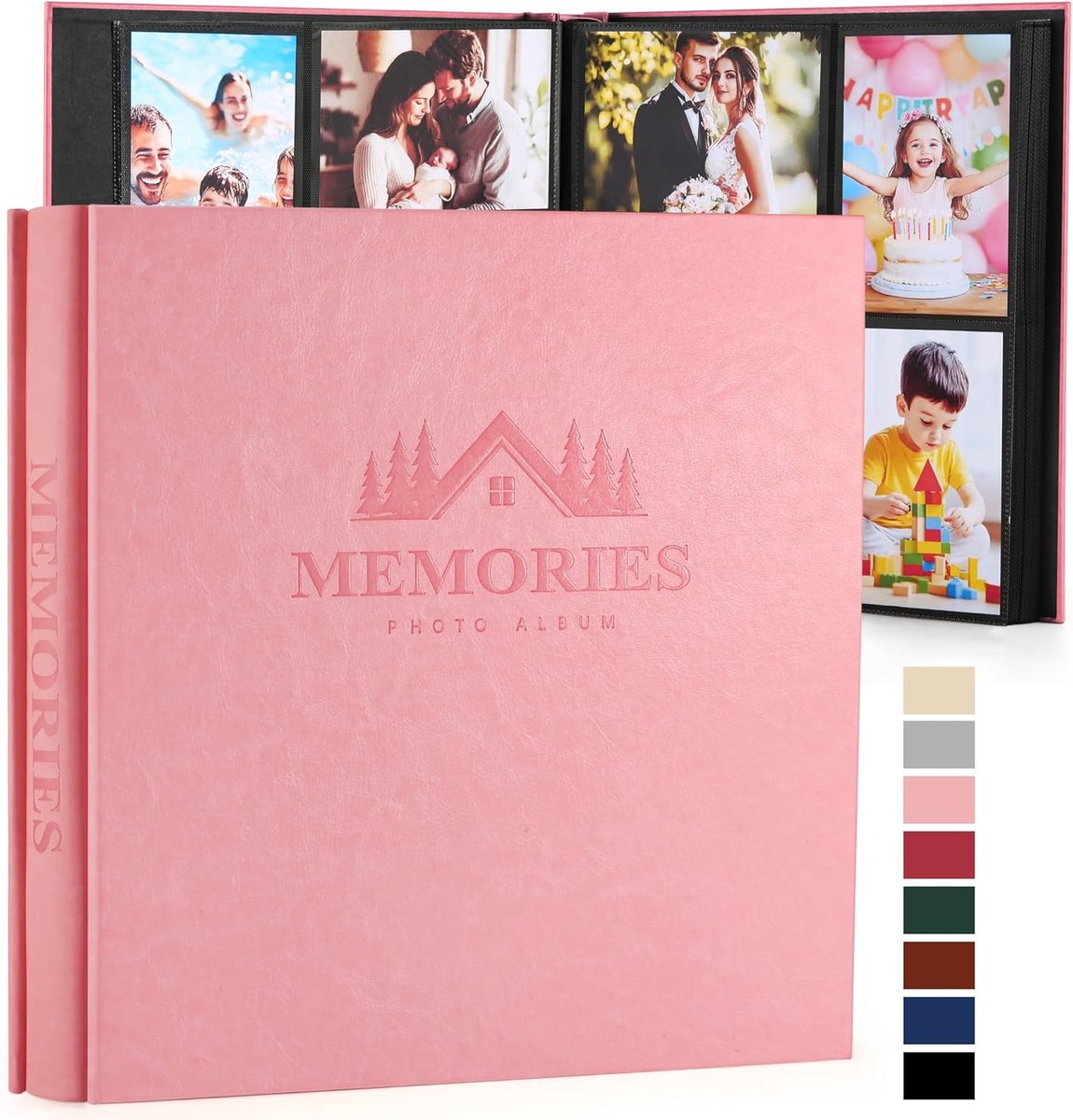 SnelShoppen - Fotoalbum 10 x 15 cm, 600 foto's, Insteekalbum van Kunstleer met Luxe Reliëf, Groot Fotoboek voor Bruiloft, Baby, Familie, Klassiek Heri