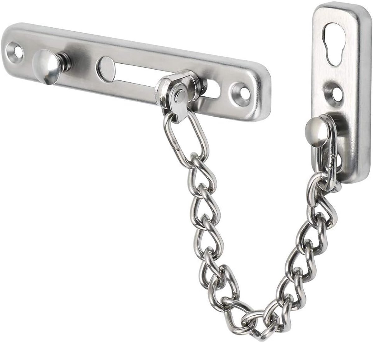 SnelShoppen - MOOCHE Deurketting Veiligheidsketting voor Deur met Druksluiting, Geborsteld Roestvrij Staal - Perfecte Deurbeschermer voor Thuis en Kan