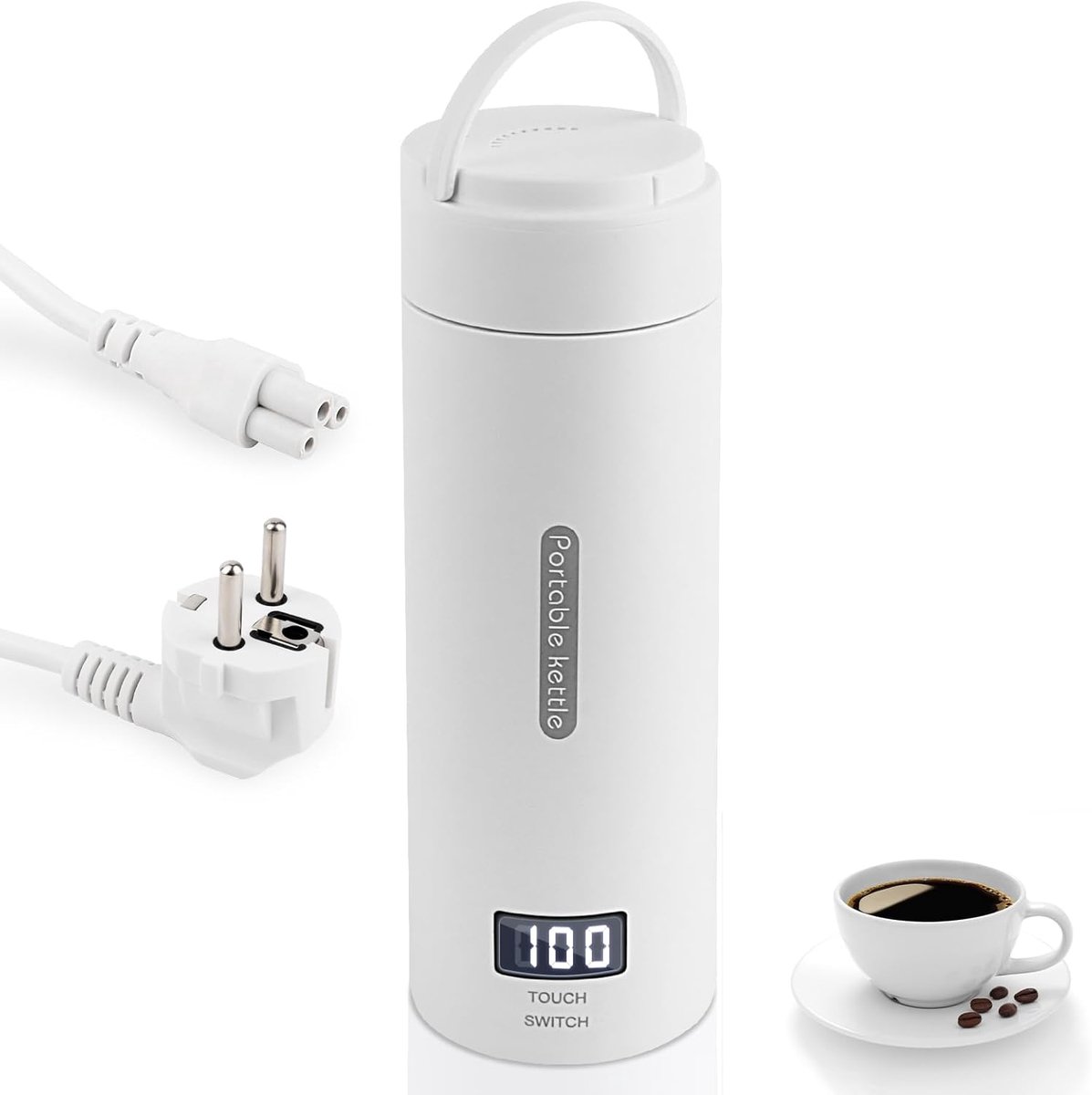 SnelShoppen - Mini Waterkoker 380 ml Elektrisch met Temperatuurinstelling en Automatische Uitschakeling, Ideaal voor Camping en Reizen, Compact en Lic