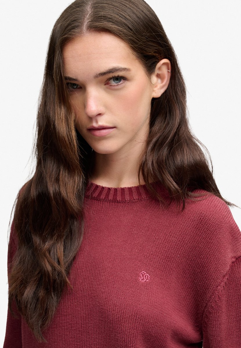 Superdry Classic Gebreide Trui met Ronde Hals Relaxed Pasvorm Dames Sweaters Rood