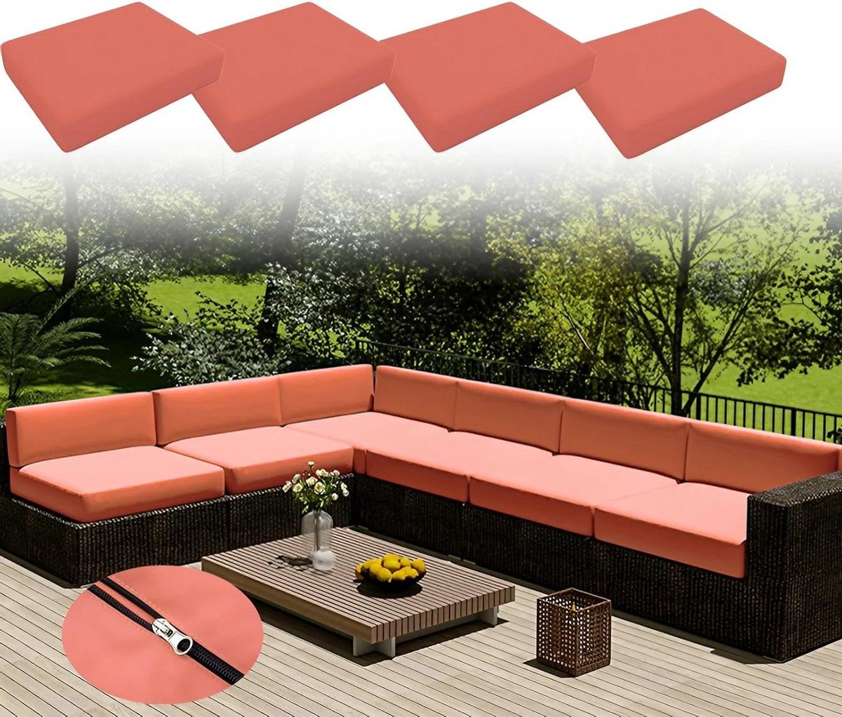Kussenslopen Buiten - Tuinkussenhoezen Set - Terras Aankleden - UV Bescherming - 45 x 55 cm - Meerdere Kleuren