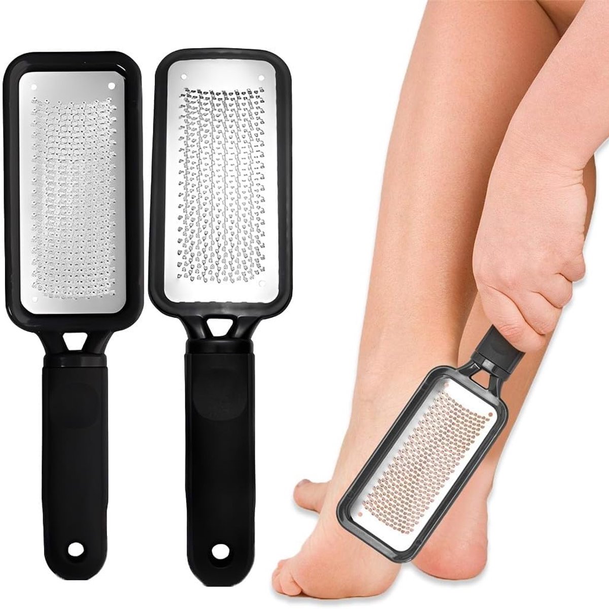 Thijox - Professionele Voetrasp - Dubbelzijdige Handmatige Voetvijl - Zwart - Voor Eelt en Dode Huid - Pedicure Voetverzorging - Ideaal voor Thuisgebr