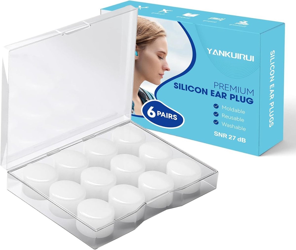Comfortabele Oordopjes voor Slaap, 6 Pairs Herbruikbare Waterdichte Geluidsdempers voor Reizen, Studeren en Ontspanning met 27dB Geluidsisolatie
