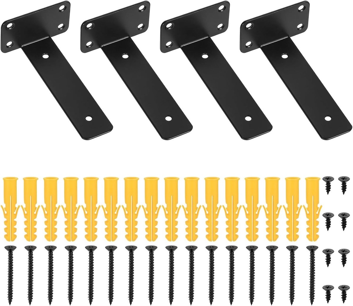 Zwarte Hoekplanksteunen - 4 Stuks, Zware Hoeksteun voor Planken, Onzichtbare Plankdragers voor Wandmontage, Ideaal voor Floating Shelves en Interieurdecoratie