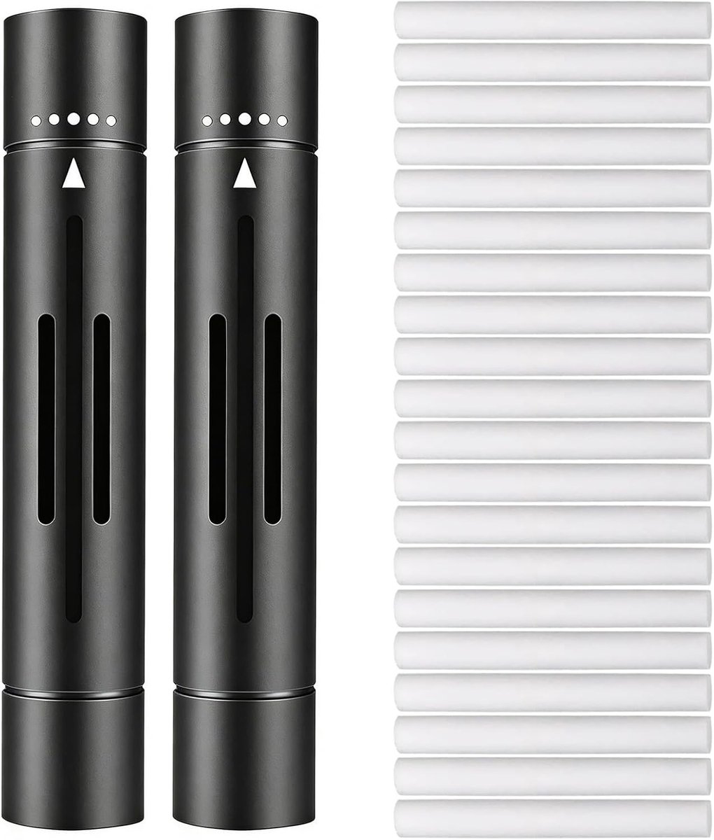 Interieur luchtverfrisser voor auto: 2 stuks aluminium met 20 ongeparfumeerde aromatherapie navulpads voor frisse lucht en ventilatie