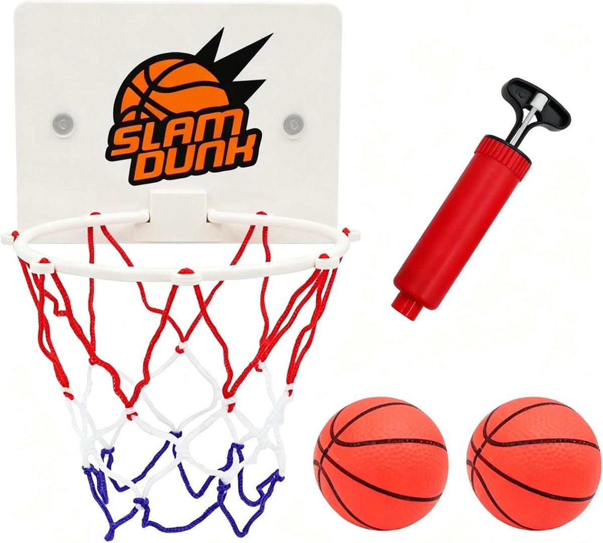 Mini-basketbalmanden met zuignap - 4 stuks voor kamer en badkamer, inclusief luchtpomp - Perfect cadeau voor kinderen en volwassenen