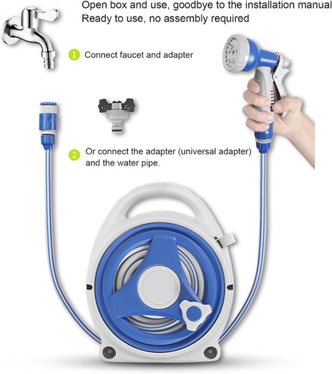 - Intrekbare Tuinslanghaspel - Automatisch Opwinden - Zonwerend - 15 meter Waterpijpsproeier - Muurbevestiging - Huis en Tuin - Groen