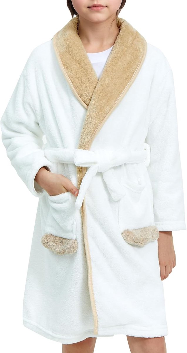 Hooded Coral Fleece Badjas voor Meisjes van 4-12 Jaar, Zachte en Comfortabele Nachtkleding voor Kinderen
