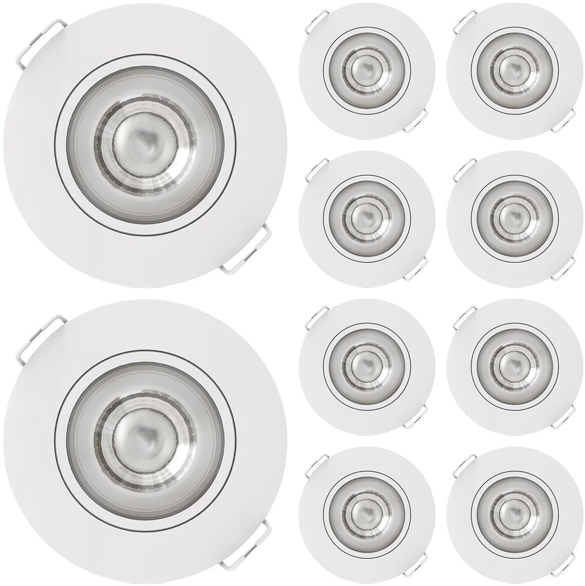 Modee LED Inbouwspot Rond Dimbaar - 4W 480 Lumen - Instelbare Lichtkleur 3000K/4000K/6500K - IP44 Ø80mm - Wit - 10 stuks