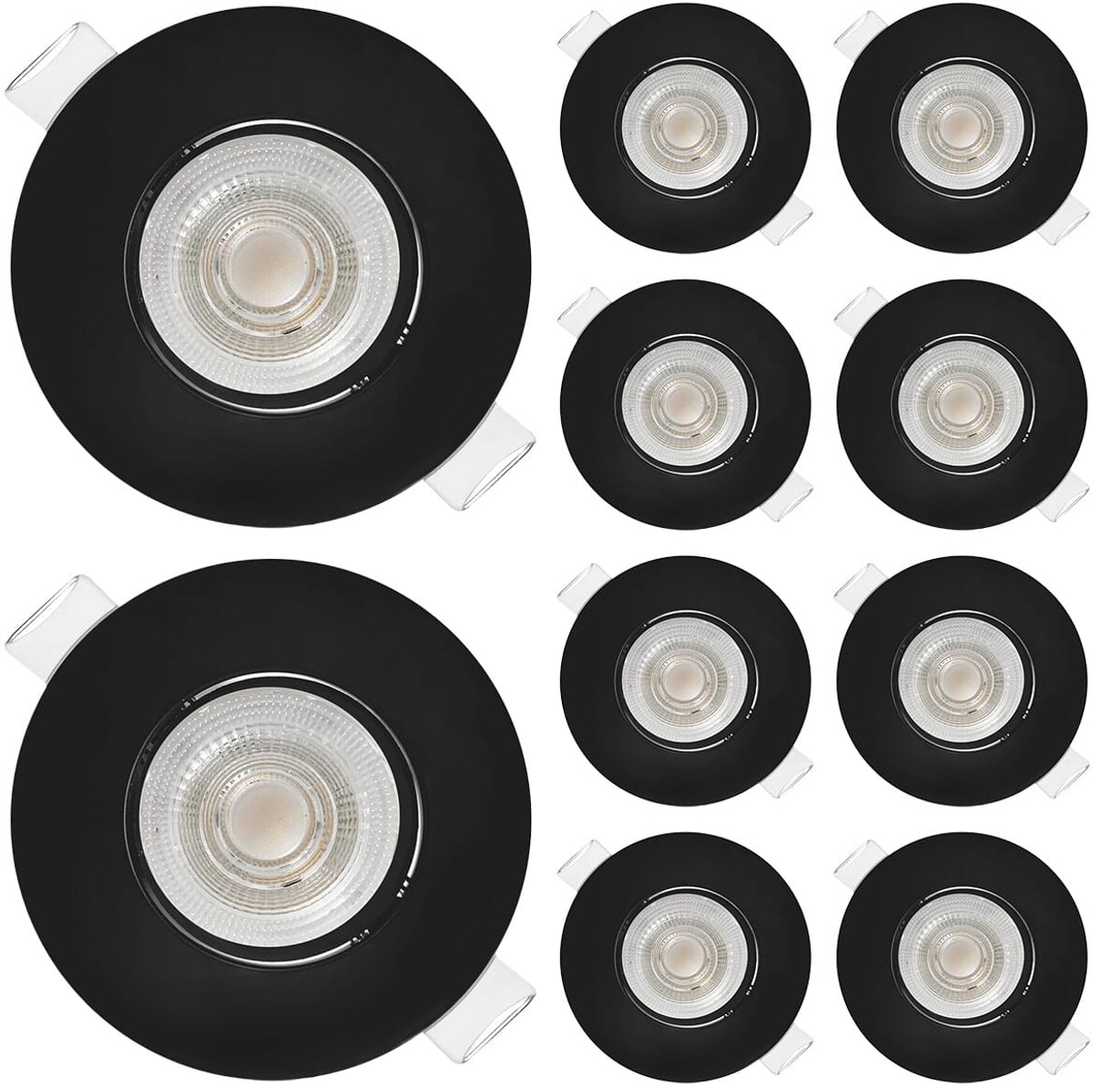 Modee LED Inbouwspot Rond - 4.9W 480 Lumen - 4000K Neutraal Wit - IP23 Ø90mm - Zwart - 10 stuks