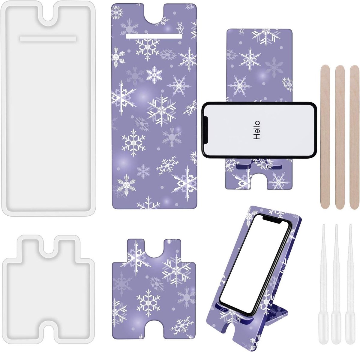 DIY Silicone Mallen voor Mobiele Telefoonstandaard, Epoxy Gietmallen voor Creatieve Klussen, Telefoonhouder voor Bureau en Nachtkastje