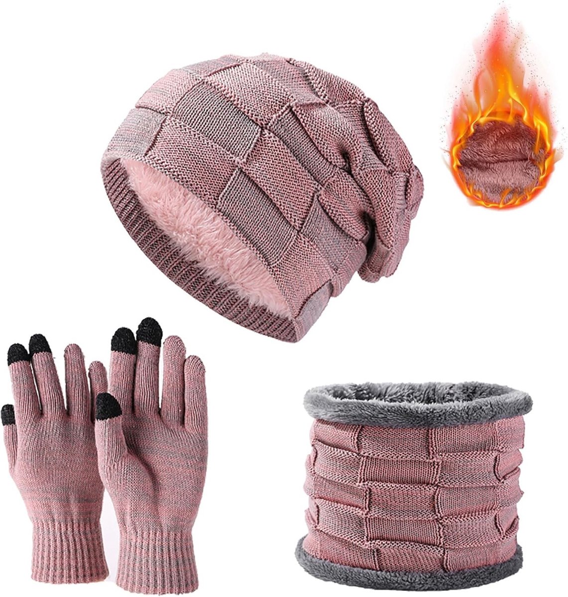 Winterset voor Mannen en Vrouwen: Warme Beanie Muts, Sjaal en Touchscreen Handschoenen - Ideaal voor Buitenactiviteiten en Sporten