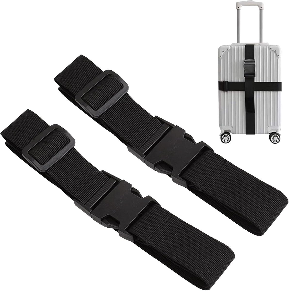Verstelbare Kofferspanners 2.5 x 180 cm, 2-Pack met Snelsluiting, Ideaal voor Bagage, Rugzakken en Dekbedden