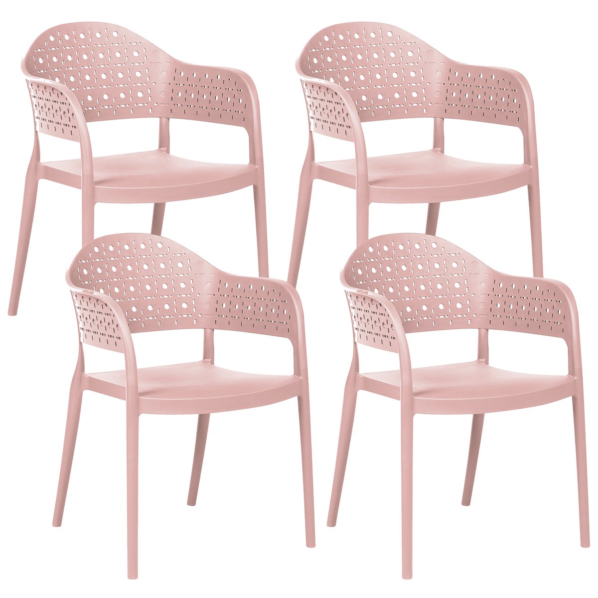 NARINO - Set van 4 stoelen - Roze - Polypropyleen
