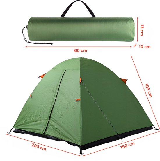 MOZY® - 2-Persoons Kampeertent - 150 x 205 x 120 cm - Muskietennet - met Draagtas - Waterbestendig - Kamperen - Camping - Tent van MOZY — afbeelding 4
