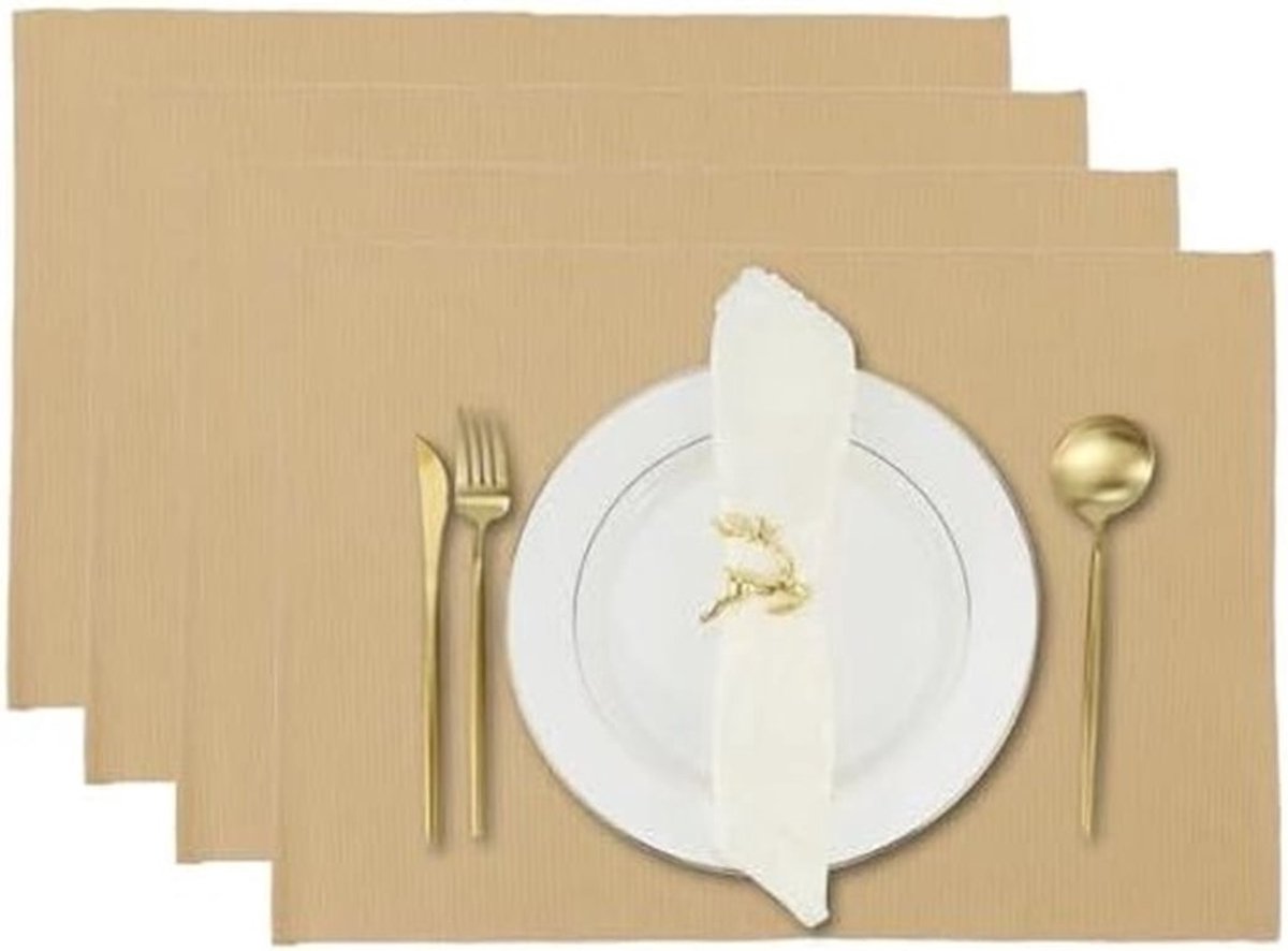 Katoenen Placemats voor Eettafel Set van 4 Keuken Doek Diner Matten 13x19" Croissant Bruin