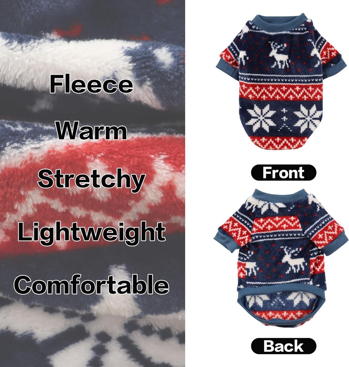 Hondentrui voor Kleine Honden, Fleece Winterkleding, Etnische Stijl, Ultra Zacht en Warm, Ideaal voor Puppy’s (XL, Blauw)