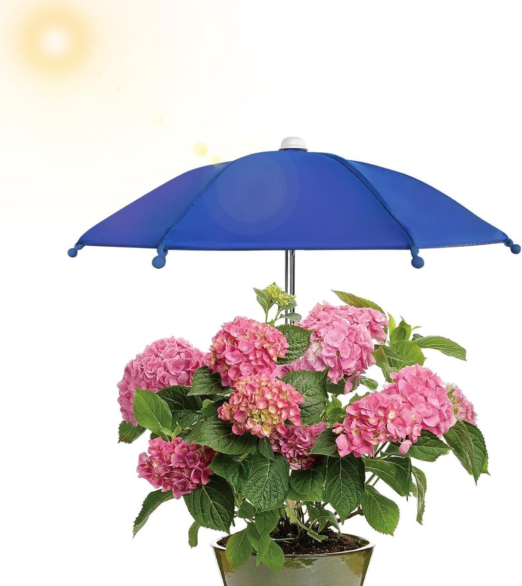 QTTVBTNA – 2 Stuks Plantenparasol – Planten Parapu – Mini Zonnescherm voor Planten en Bloemen – Voor Buiten, Terras & Tuin – Groene Vingers – Blauw