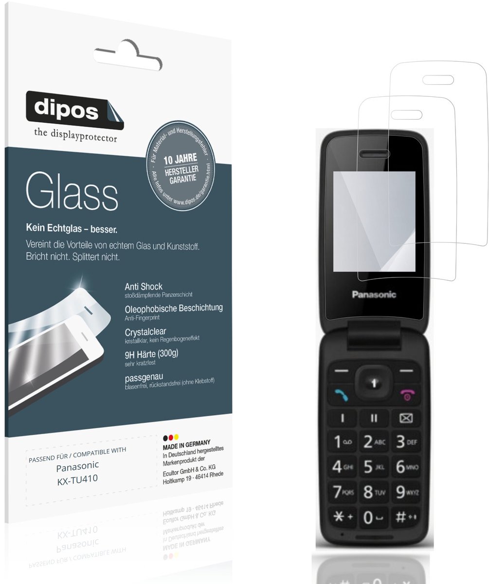 dipos – 2x Pantserfolie geschikt voor Panasonic KX-TU410 | 9H Screenprotector