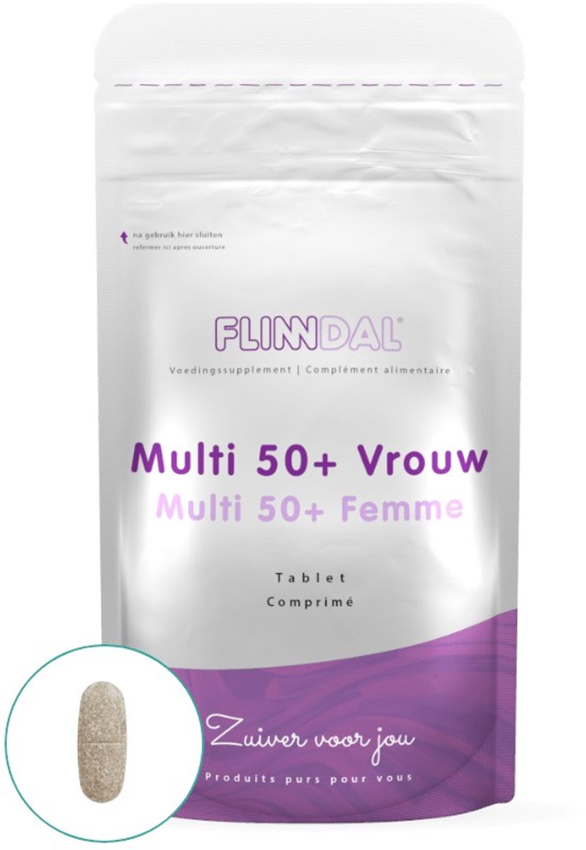 Flinndal Multi 50+ Tabletten - Multivitamine Voor Behoud van Vitaliteit - Voor Vrouwen van 50 tot 70 Jaar - 30 Tabletten