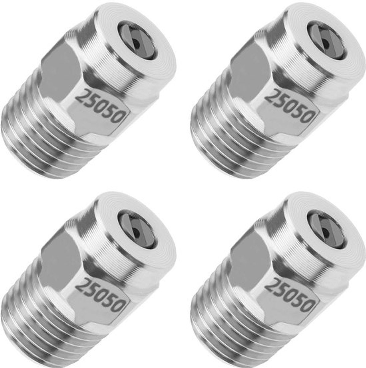 4 stuks RVS drukreinigers spuitmond 1/4 inch MNPT schroefdraad 25 graden spuithoek vervangingsonderdeel voor hogedrukreiniger