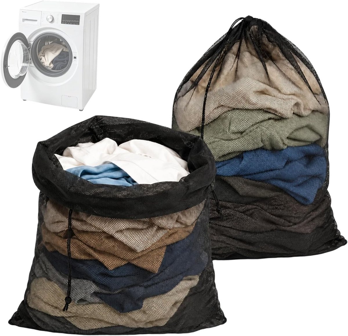 Waszak Set van 2, 70 x 90 cm, Robuust en Ademend Polyester, Bescherming tegen Klitten en Uitvallen, Ideaal voor Beddengoed en Speelgoed
